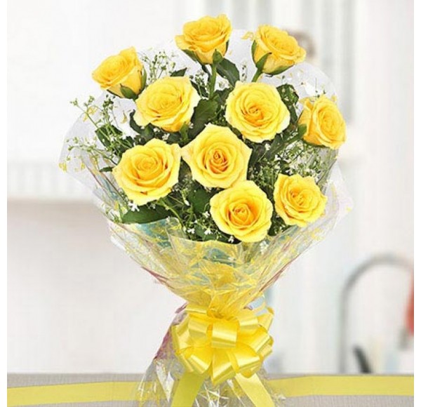 Bright Yellow Roses Bouquet